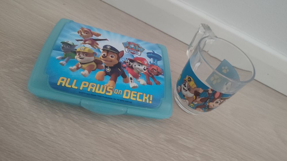 Zestaw Psi Patrol kubek szklany mini śniadaniowa na przekąski
