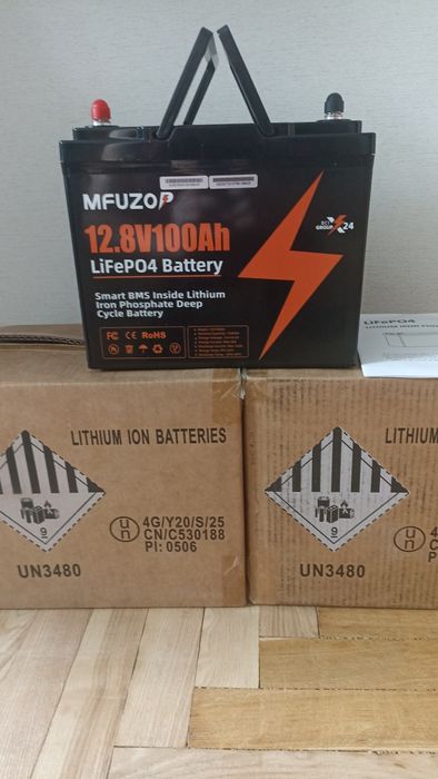 Новий акумулятор LiFePO4 MFUZOP 12.8V 100Ah (1280Wh) з Smart BMS