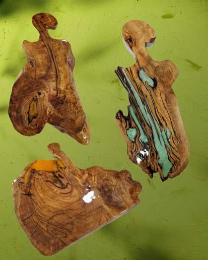 Tábuas de corte e tabuleiros artesanais feitos com Resina epóxi