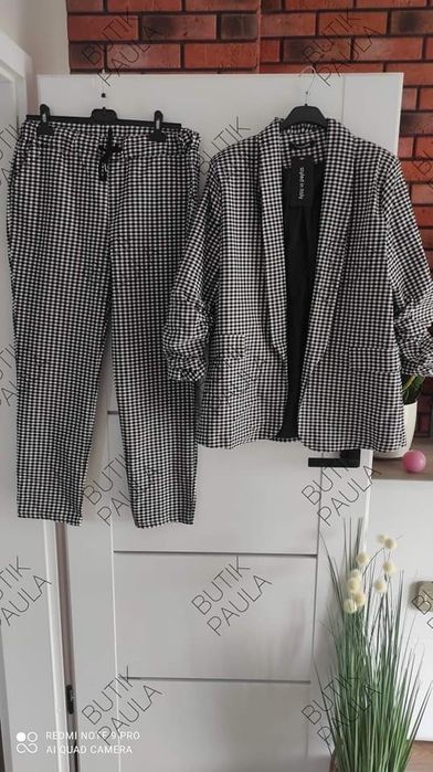 Garnitur damski w kratę plus size 2XL-5XL