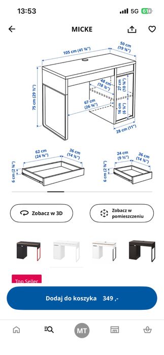 Ikea Micke biurko białe stan  dobry