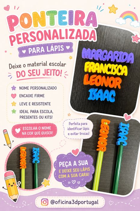 Ponteira para lapis personalizada