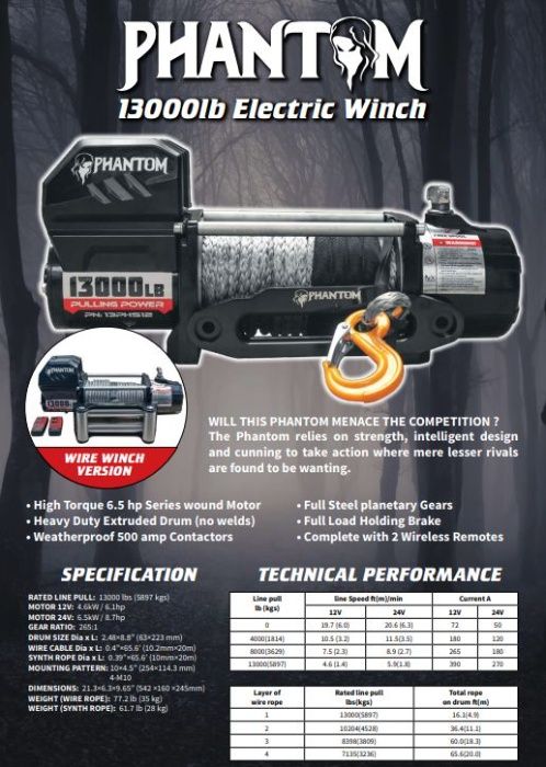 PROMOÇÃO 10% DESCONTO Guincho Phantom 13500lbs 12V