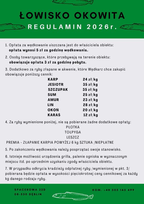 Wędkowanie bez karty - prywatne Łowisko Okowita w Dęblinie