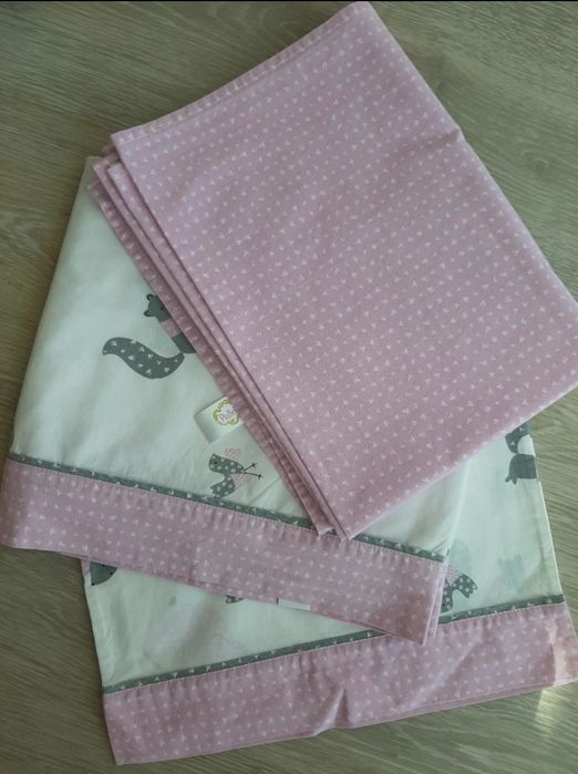 1 conjunto lençóis algodão + 2 lençóis de baixo para berço