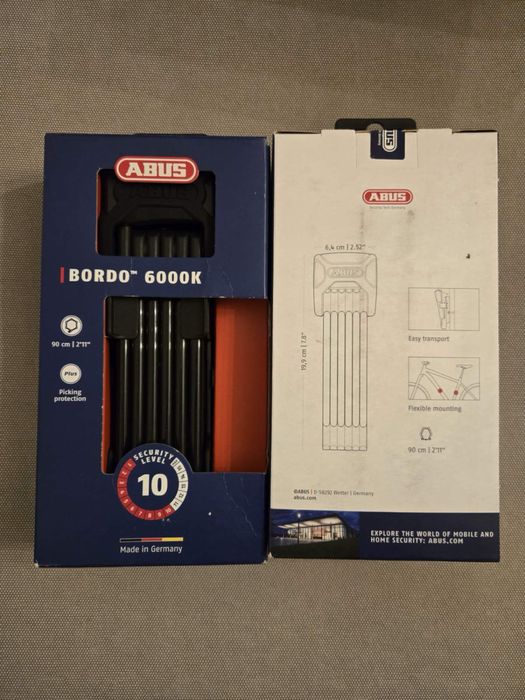 Велозамок ABUS Bordo 6000 Led код, ключ