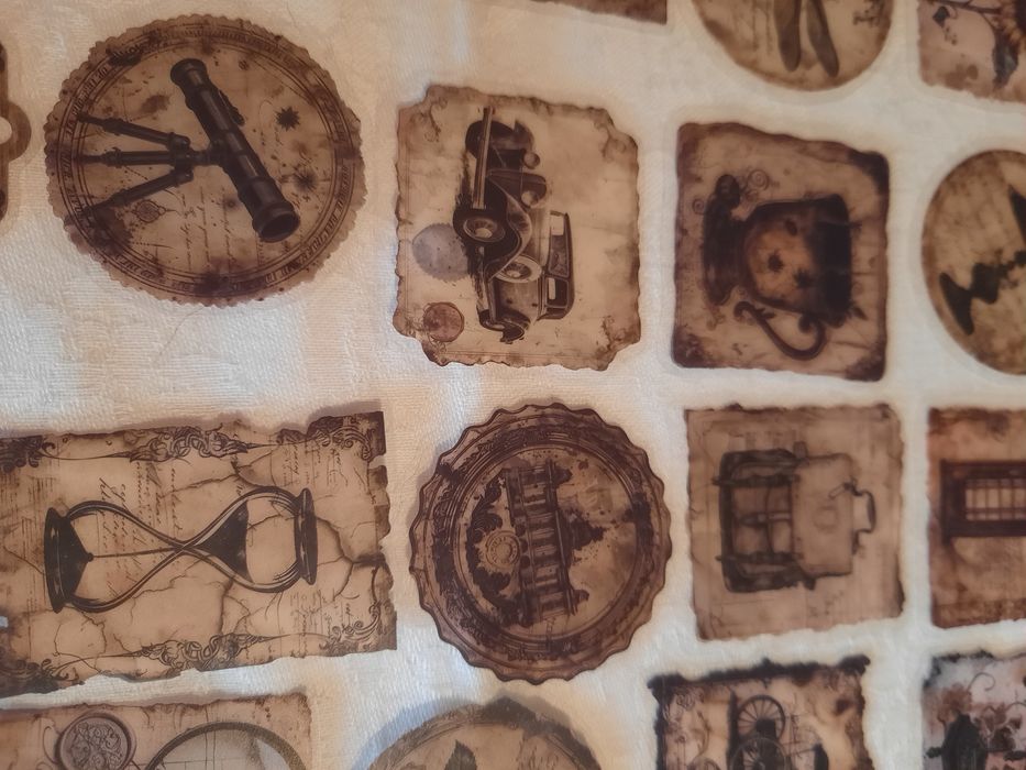 50 autocolantes retro para decoração