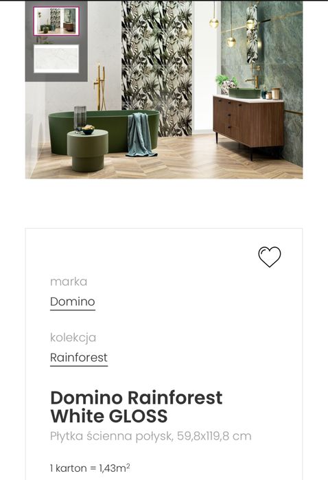 Płytka ścienna Domino Rainforest White GLOSS