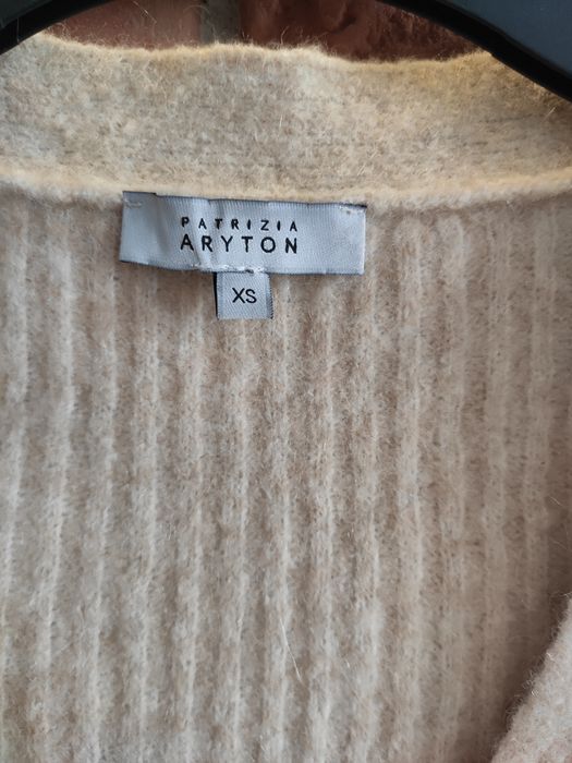Wełniany sweter kardigan beżowy Aryton