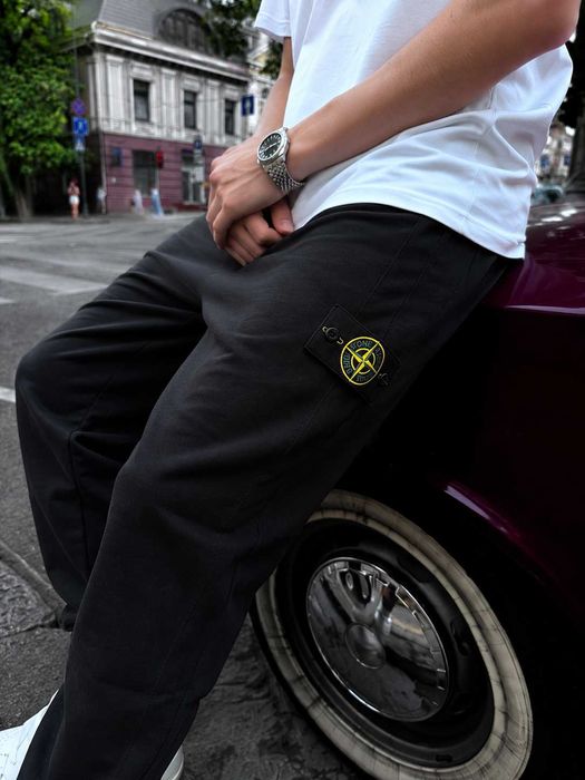 Черные Штаны STONE ISLAND - Спортивні Штани Стон Айленд