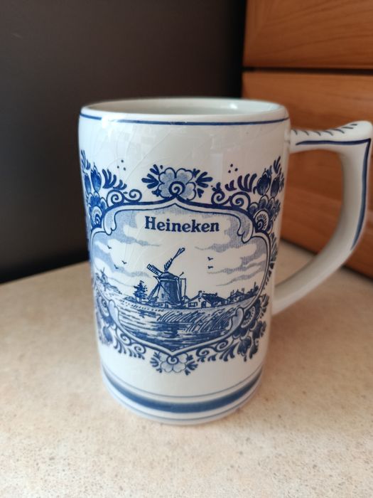 Śliczny stary kufel porcelana Delft