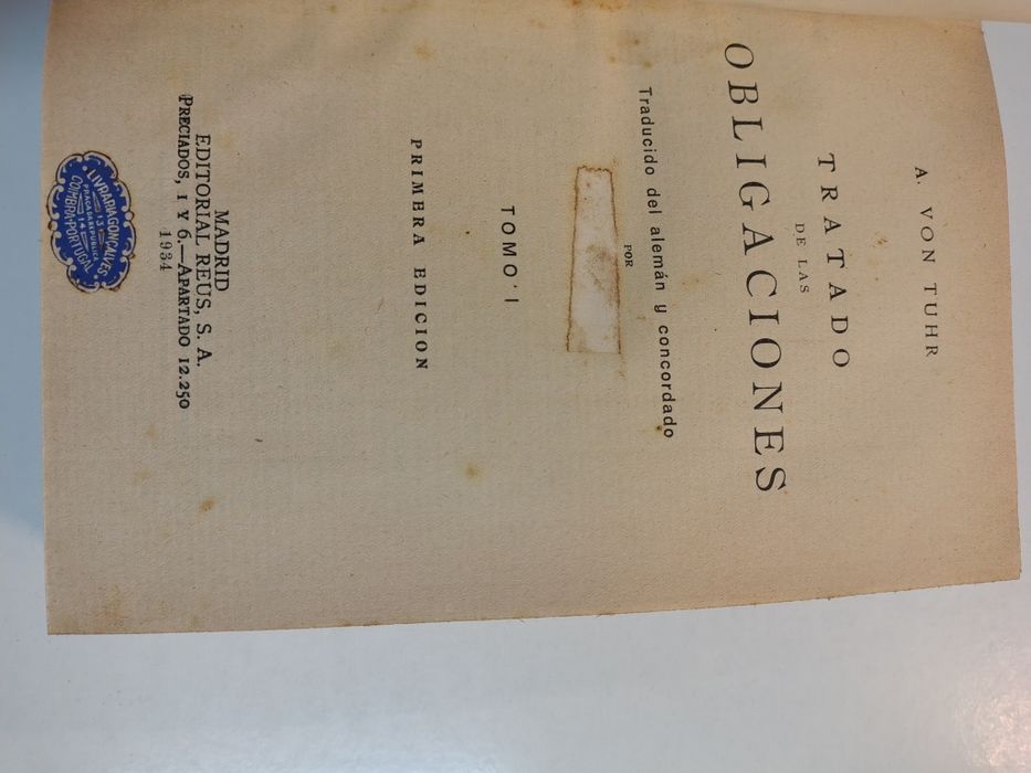 Tratado de las Obligaciones, de A. Von Tuhr