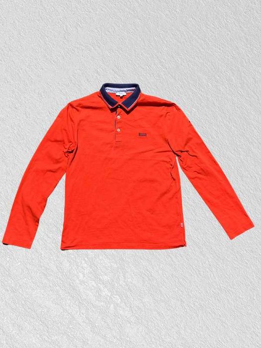 Hugo Boss pomarańczowa koszulka polo z długim rękawem