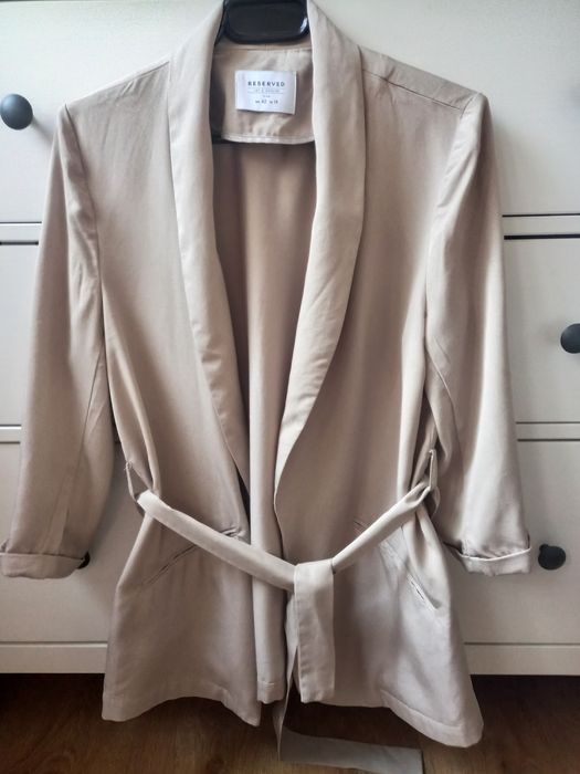 Marynarka żakiet beżowy wiązany Reserved