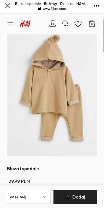 Komplet H&M 2-częściowy + bluzka chłopięca 3szt bawełna organ. dres