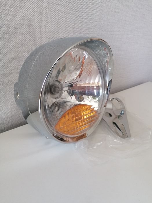 Lampa Duża Chrom Chopper Cruiser Duża Daszek Homologacja Mocowania