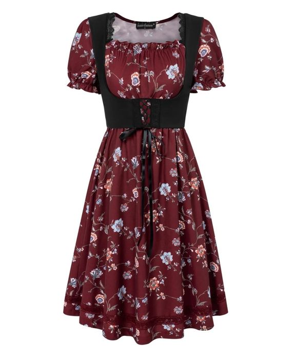 SCARLET DARKNESS, gotycka sukienka z kwadratowym kołnierzykiem i paski