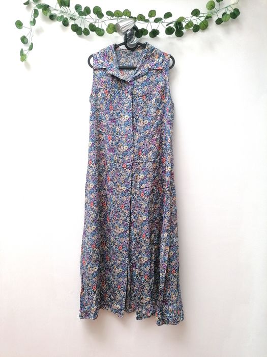 Vestido Comprido Azul com mini flores