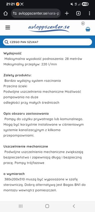 Pompa ssąca  z rozcinaniem do ścieków