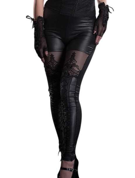 Legginsy PUNK RAVE goth wiązane alternative killstar dollskill