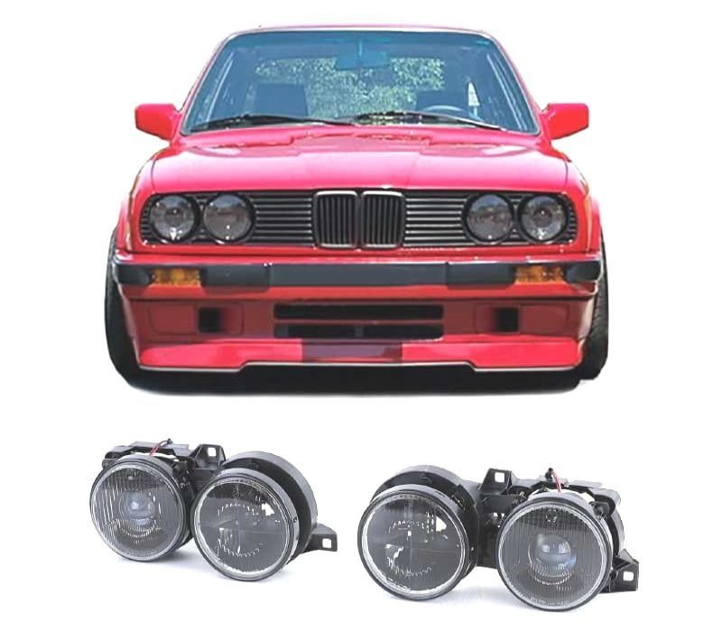 FARÓIS BMW E30 82-94 FUNDO PRETO