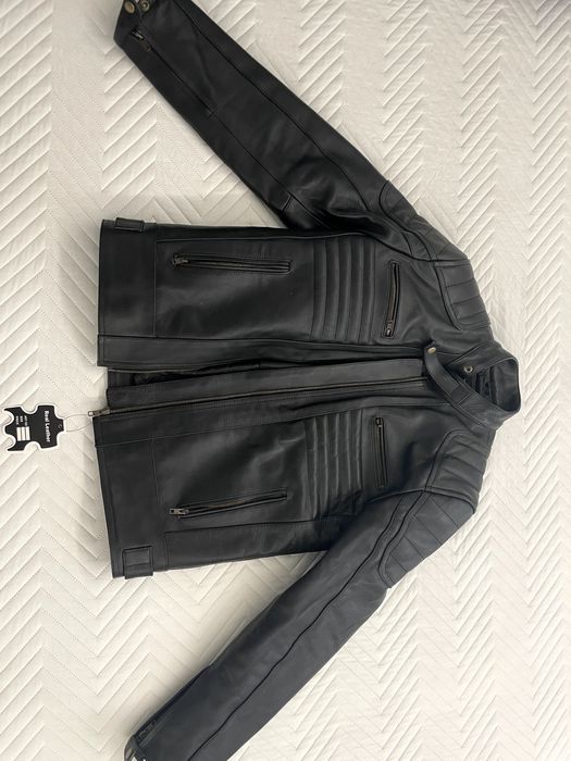 casaco de mota em pele genuína, novo com etiqueta