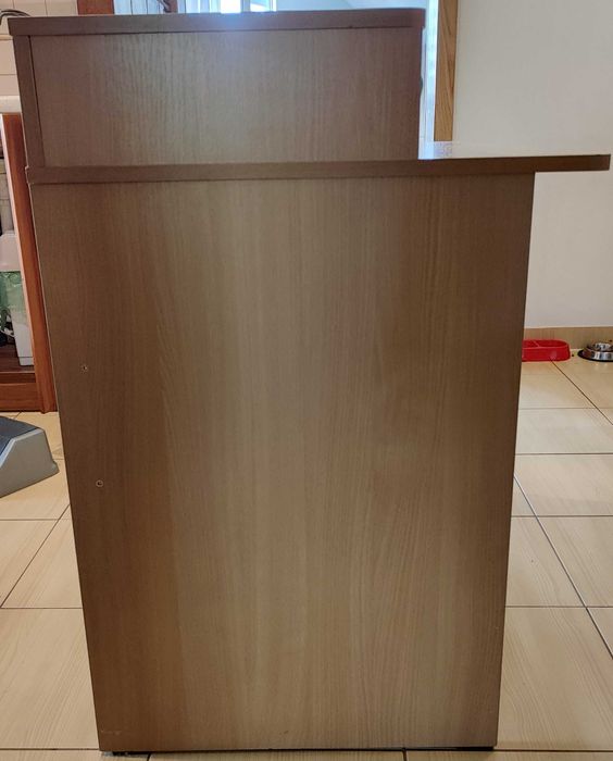 Funkcjonalne biurko komputerowe z nadstawką i szufladą – dąb sonoma.