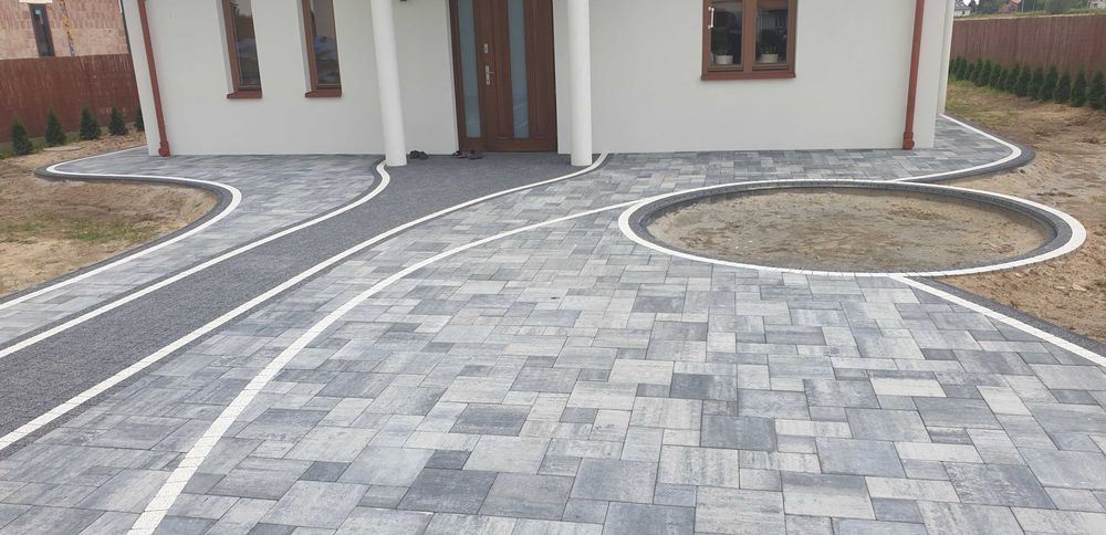 Kostka brukowa BRUK-BET Visio -wapień dewoński,muszlowy,szary.