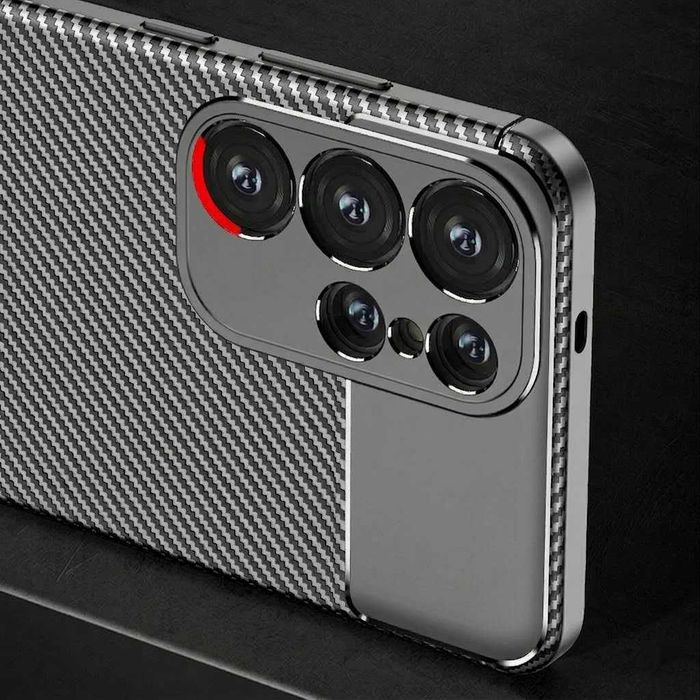 Carbon Case Premium - Etui Pancerne Samsung Galaxy S26 Ultra+ Szkło Hartowane 9H