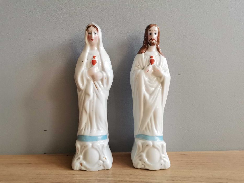 Stare 2  figurki porcelanowe Jezus i Matka Boska
