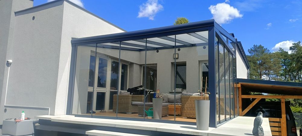 Zadaszenia tarasowe aluminiowe poliwęglan pergola system przesuwany
