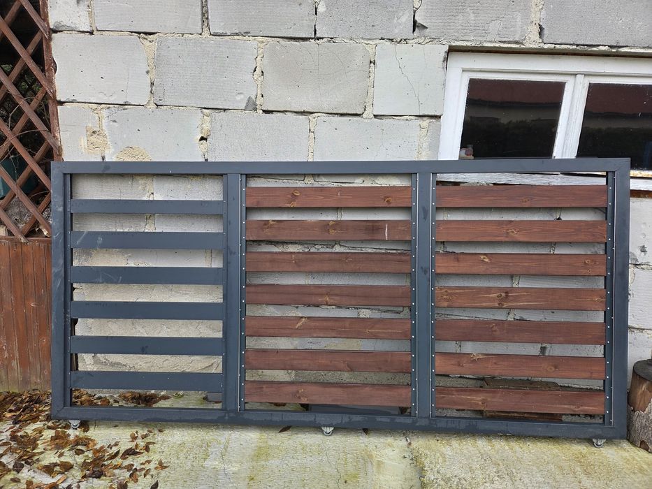Brama aluminiowa + drewno 2 x okolo 3m
