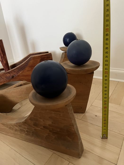 Świecznik drewniany duży zestaw oryginalny