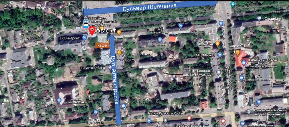 Оренда, Фасадний вхід, Торгового Приміщення, Ромни 35м2