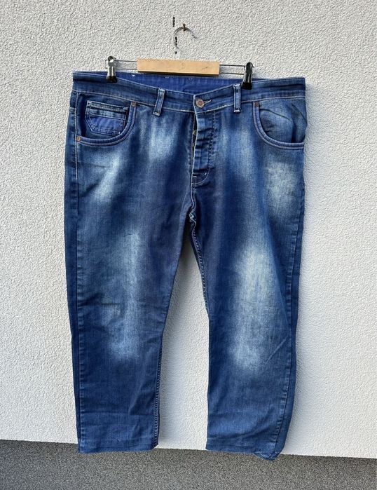 Philipp Plein L granatowe spodnie proste jeansowe bootleg