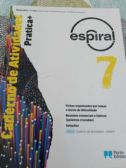 Caderno de atividades de matemática do 7. ano da Porto Editora como novo