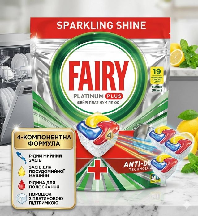 Капсули для посудомийних машин Fairy Platinum 19 штук