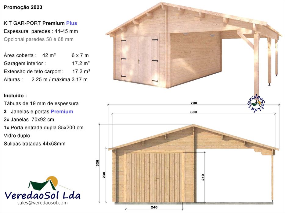 KIT Garagem GAR-PORT 44mm - coberta 44.4m² - Garagem e terraço
