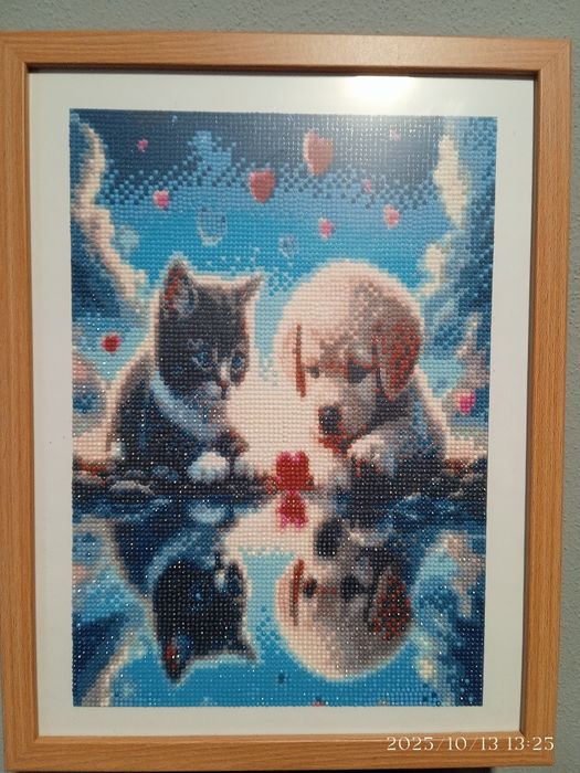 Quadro feito a mão em pintura de diamante