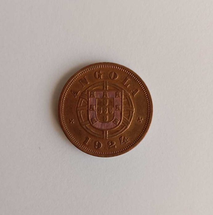 Moeda 5 Centavos 1924 Angola - SOBERBA - ESCASSA Nestes Estado
