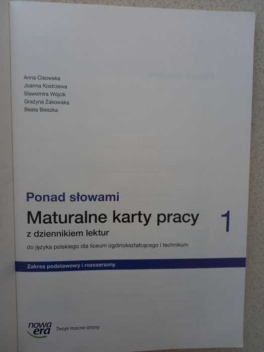 Ponad słowami 1 maturalne karty pracy