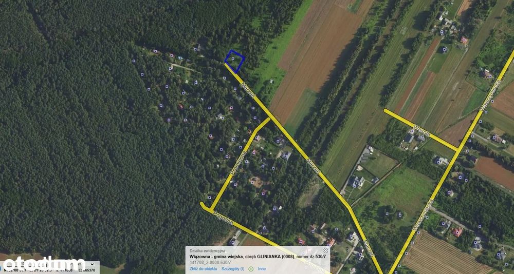 Działka budowlana z WZ Prąd, światłowód, Ślepa uliczka pod lasem