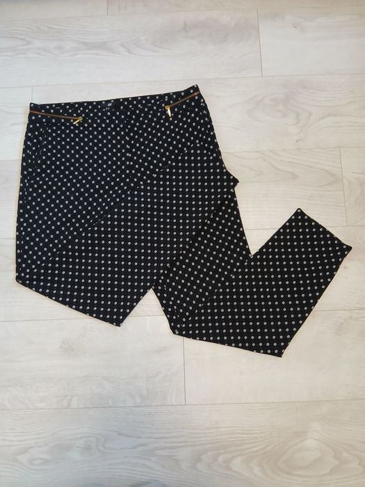 H&M spodnie damskie L w czarne w białe kryształy
