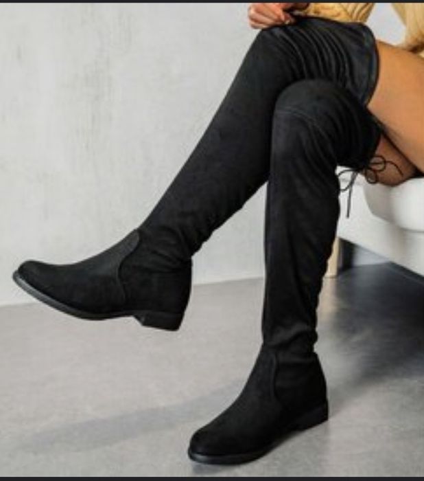 Идеальные сапоги высокие ботфорди базовые без каблука 39