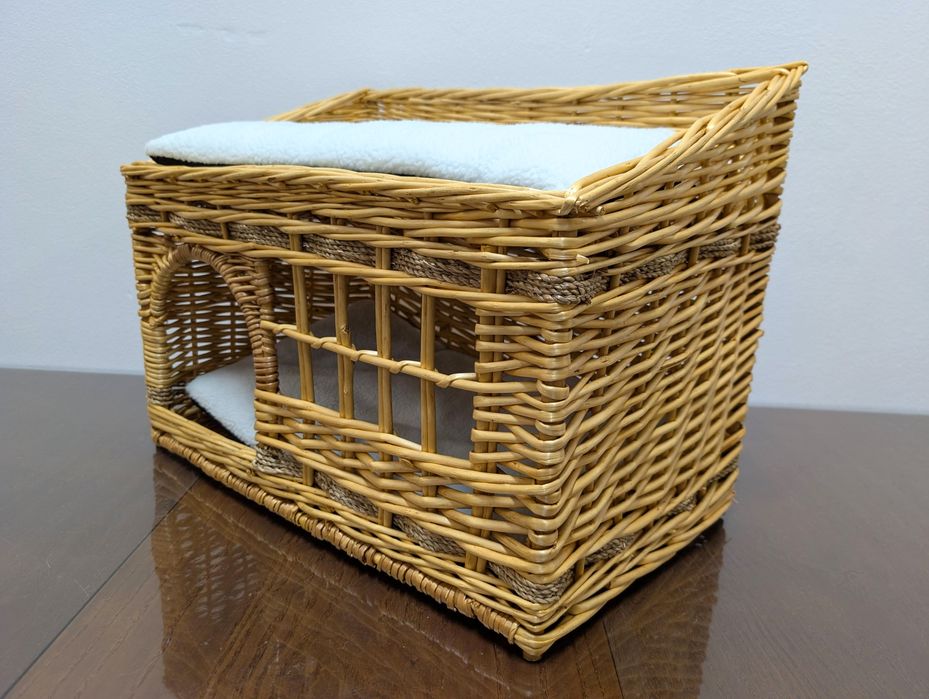 Pueblo Wiklinowy Domek dla Kota 56x36x42cm Naturalny Brąz - NOWY