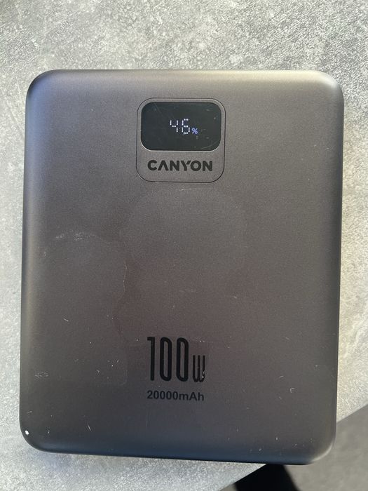 Павербанк Canyon PB-2008 LED FLAT 20000 mAh PD100W QC3.0 Dark Grey
