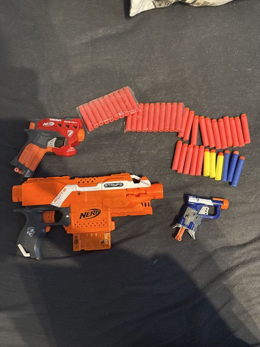 Duzy Zestaw 3x Nerf: Półautomat Stryfe + Jolt + BigShock + 42 strzałki!