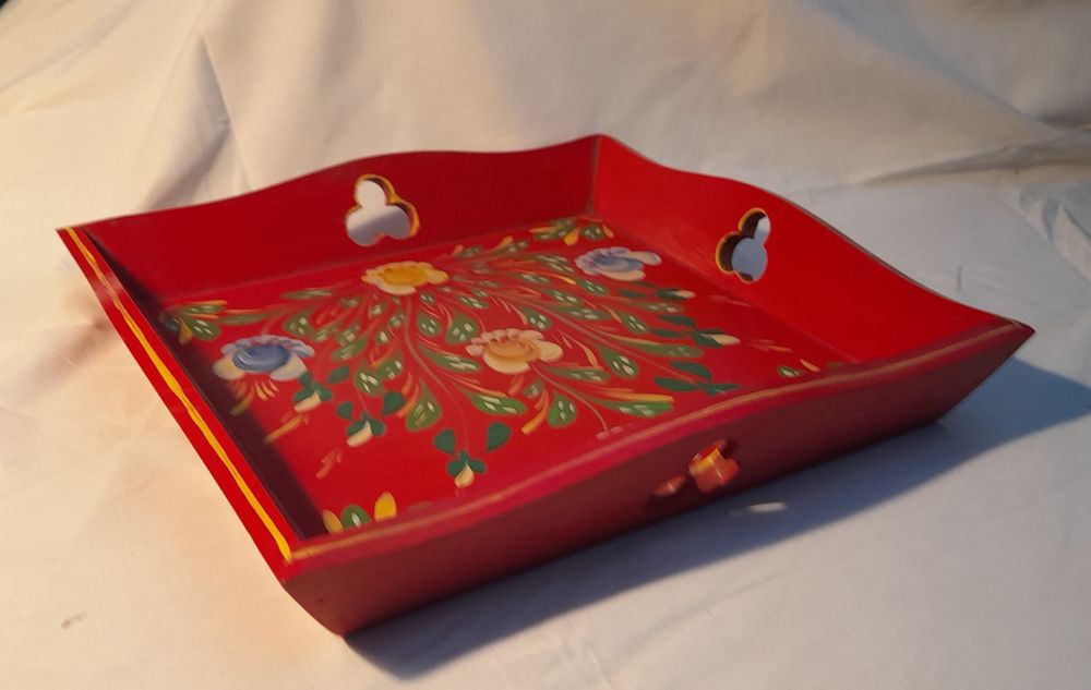 Tabuleiro de Chá em madeira pintado à mão