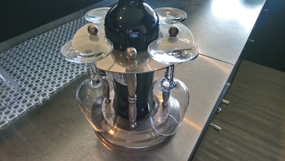Suporte de 4 copos e 1 garrafa inox