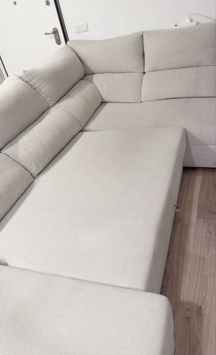 Sofá cinza com chaise longue